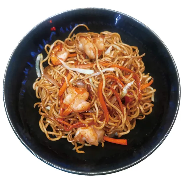 Yakisoba con langostino y verduras